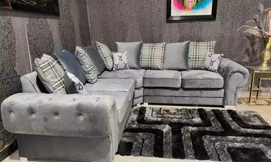 Owen Scatterback Corner Sofa in Plush Velour Velvet
